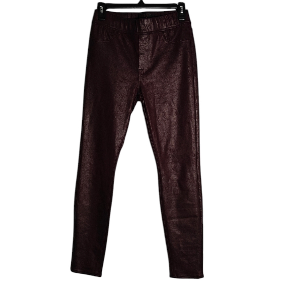 JEN7 by 7 for All Mankind Comfort Faux Leather Skinny Legging Merlot Size 2